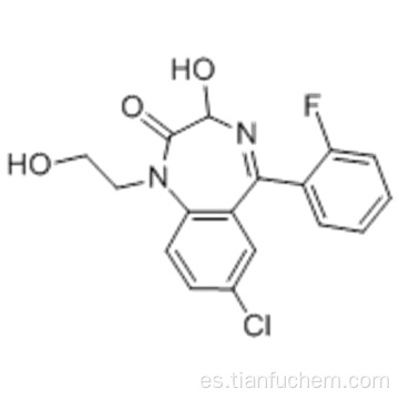 2H-1,4-benzodiazepin-2-ona, 7-cloro-5- (2-fluorofenil) -1,3-dihidro-3-hidroxi-1- (2-hidroxietil) CAS 40762-15-0